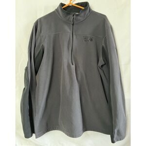 Mountain Hard‎ Wear Pullover Jacket Mens Gray XL 1/2 Zip Fleece Outdoor Hiking